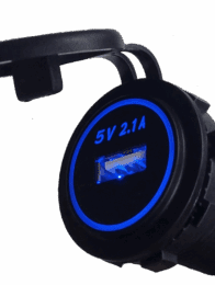 Single 2.1A USB Charger Blue LED Backlit