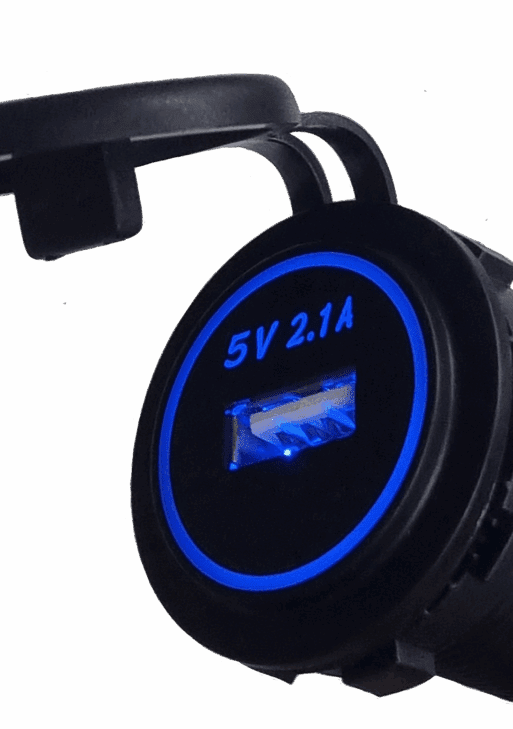 Single 2.1A USB Charger Blue LED Backlit