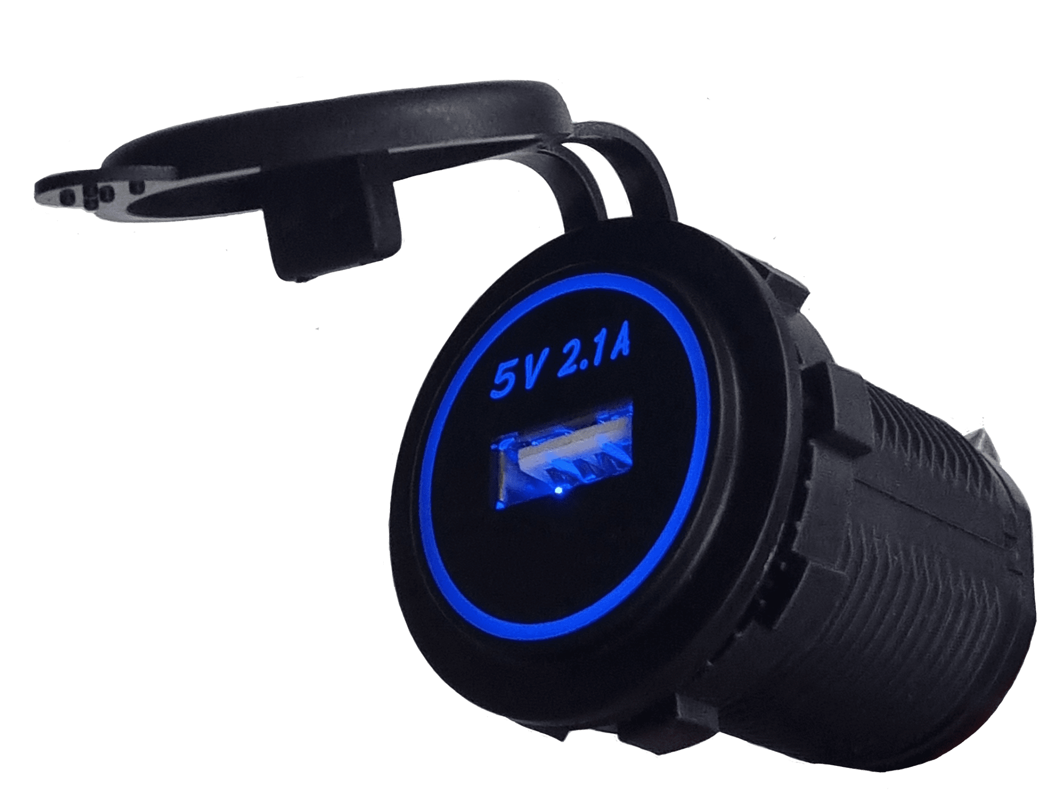 Single 2.1A USB Charger Blue LED Backlit