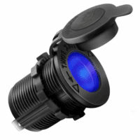 12-24V Power Socket- Black with Blue LED